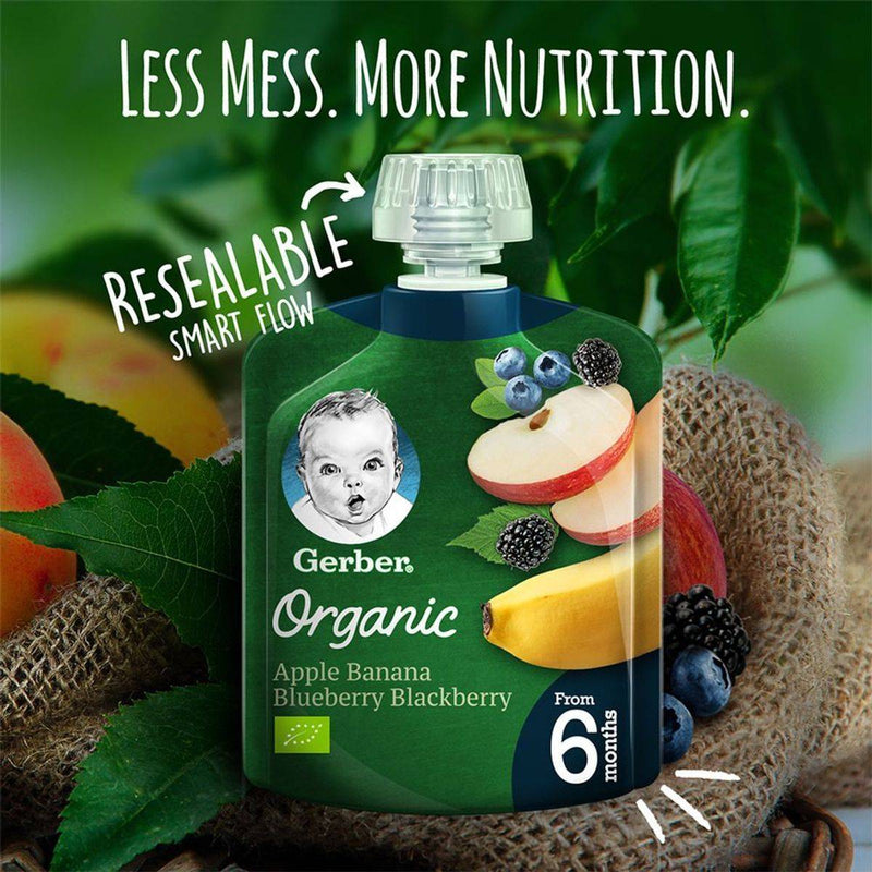 Gerber Organic Apple Banana Blueberry & Blackberry 90g