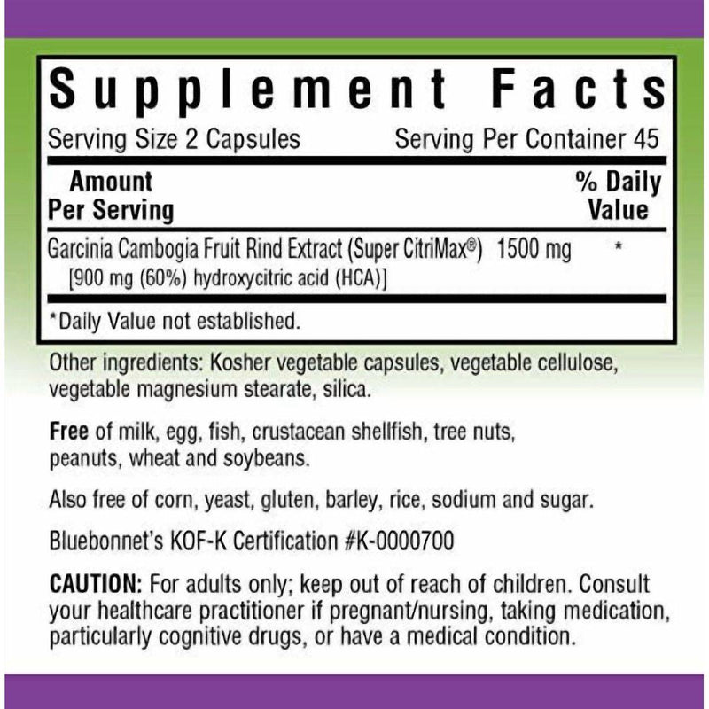 Bluebonnet Garcinia Cambogia 1500mg 90 Capsules
