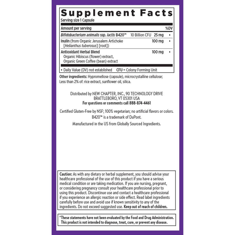 New Chapter Daily Dual Biotic Probiotic + Prebiotic 60 Capsules
