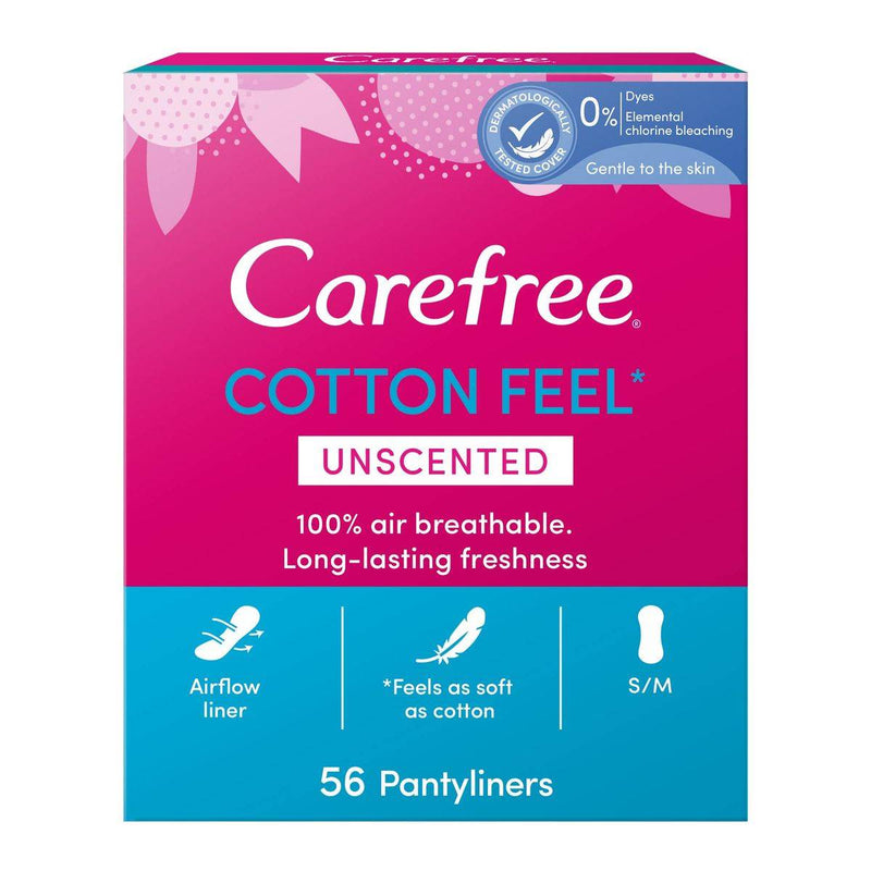 Carefree Daily Panty Liners Cotton Unscented 56 Pieces