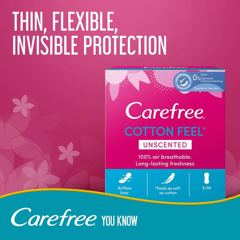 Carefree Daily Panty Liners Cotton Unscented 56 Pieces