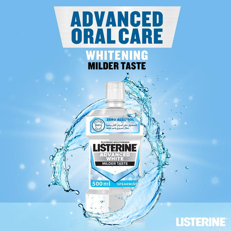 Listerine Mouthwash Advanced White Milder Taste Spearmint 500ml