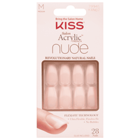 Kiss False Nails KAN07C Salon Acrylic French Nude Medium 28 Count