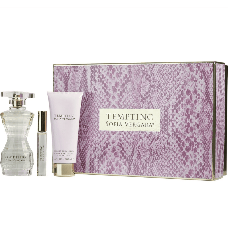 Sofia Vergara Tempting Eau de Parfum 100ml + Eau de Parfum Roller Ball 10ml + Shimmer Body Lotion 100ml Gift Set