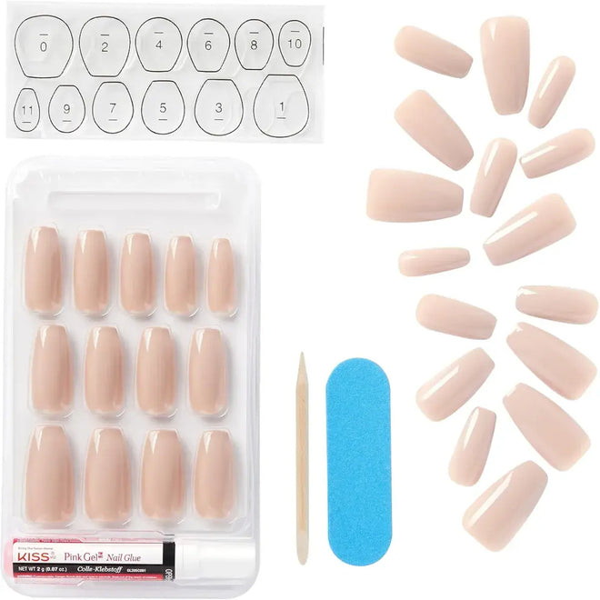 Kiss False Nails KGN09 Gel Fantasy Short Length Black 28 Count