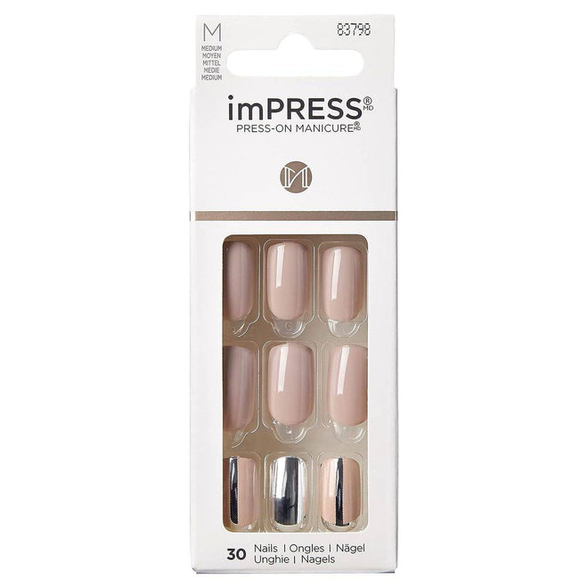 Kiss False Nails KIMM12C Impress Press On Manicure Cloudy Medium 30 Count
