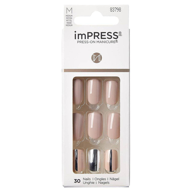 Kiss False Nails KIMM12C Impress Press On Manicure Cloudy Medium 30 Count