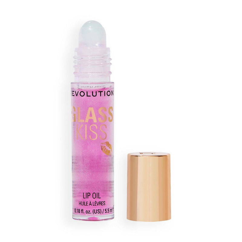 Revolution Makeup Glass Kiss Roller Ball Lip Oil Moonlight Clear Shimmer 5.5ml