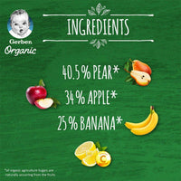 Gerber Organic Pear Apple & Banana 90g