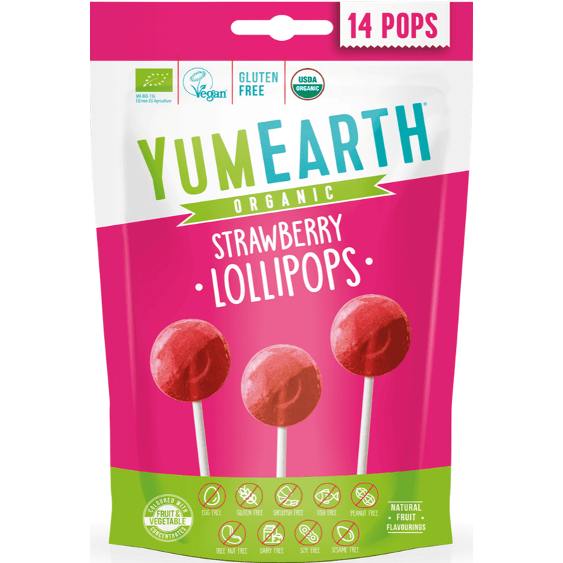 Yum Earth Organic Strawberry Lollipops 14 Pieces