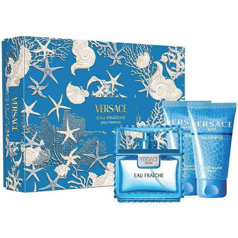 Versace Man Eau Fraiche Eau de Toilette 50ml + After Shave Balm 50ml + Parfum Bath & Shower Gel 50ml Gift Set
