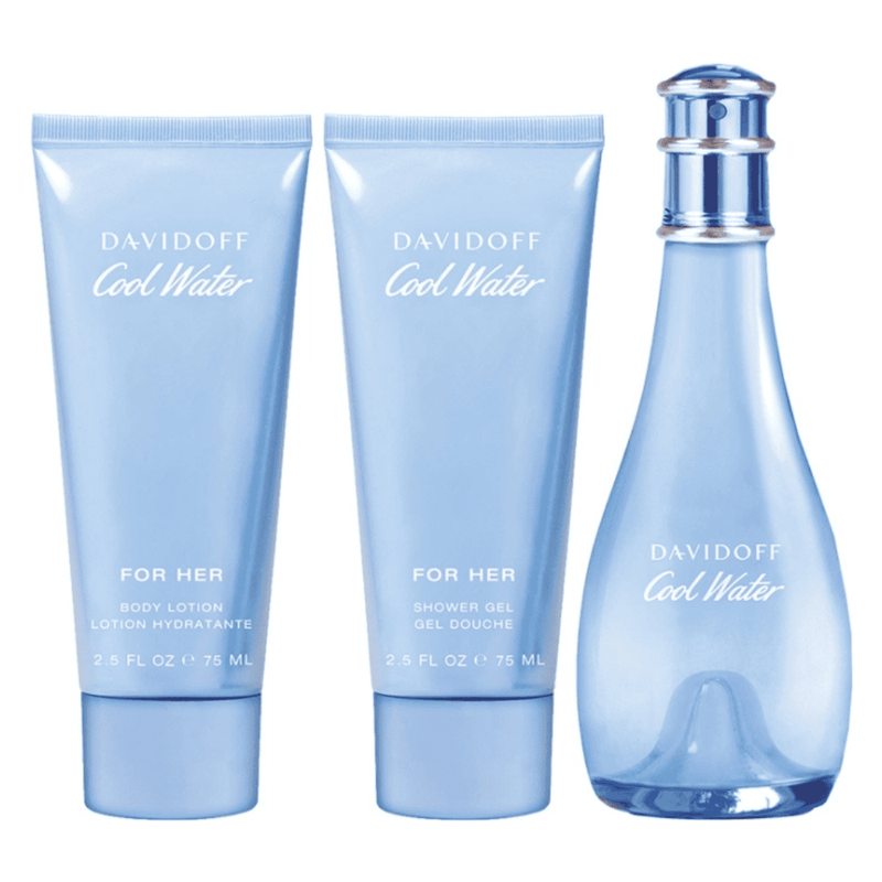 Davidoff Cool Water Eau de Toilette 100ml + Body Lotion 75ml + Eau de Toilette 15ml Gift Set