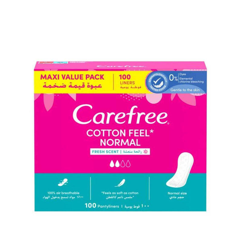 Carefree Cotton Feel Panty Liners Cotton Fresh Scent 100 Pieces