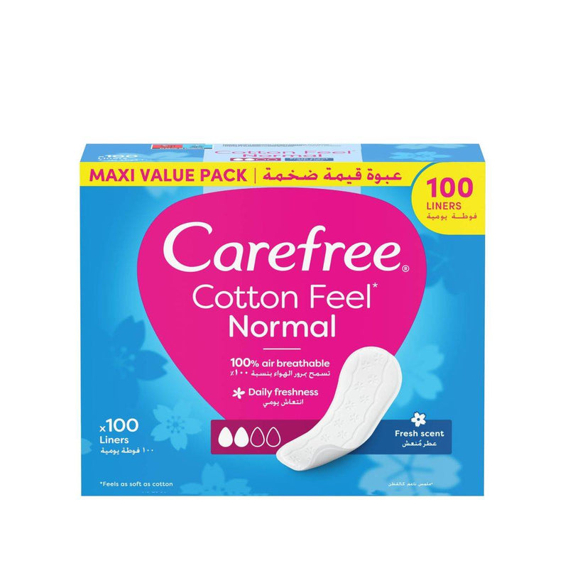 Carefree Cotton Feel Panty Liners Cotton Fresh Scent 100 Pieces