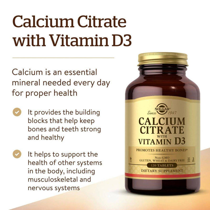 Solgar Calcium Citrate With Vitamin D3 120 Tablets