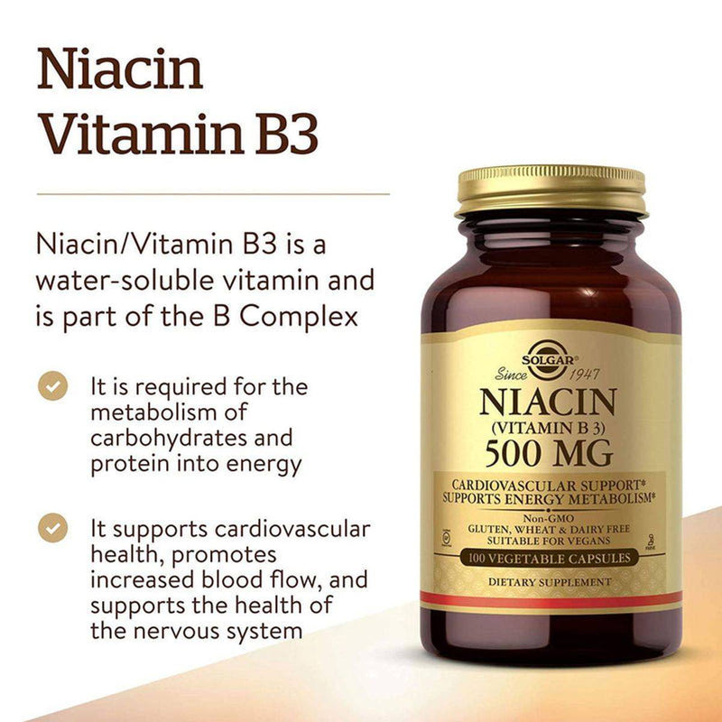 Solgar Niacin Vitamin B3 500mg 100 Vege Capsules