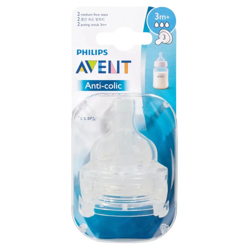 Philips Avent Anti Colic Teat 3 Months+ 3 Flow 2 Pack