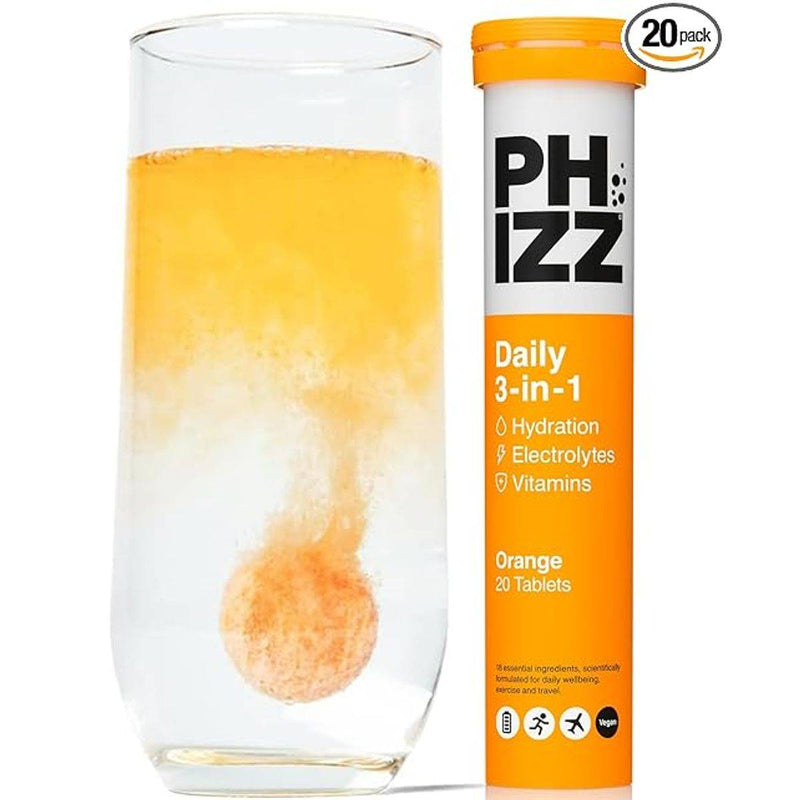 Phizz Daily 3-In-1 Hydration Electrolytes & Vitamins 20 Effervescent Tablets Orange
