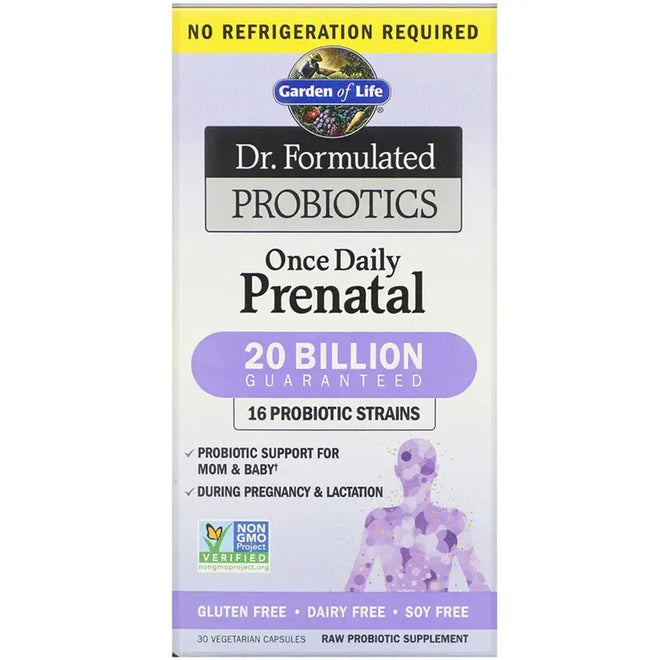 Garden of Life Dr Formulated Probiotics مرة واحدة يوميًا قبل الولادة 20 مليار 30 كبسولة نباتية