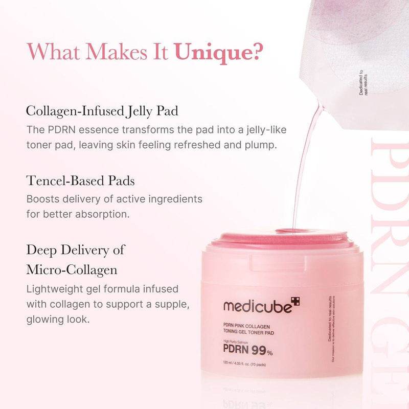 Medicube PDRN Pink Collagen Toning Gel Toner 70 Pads