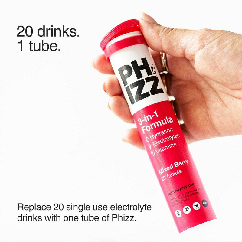 Phizz Daily 3-In-1 Hydration Electrolytes & Vitamins 20 Effervescent Tablets Mixed Berry