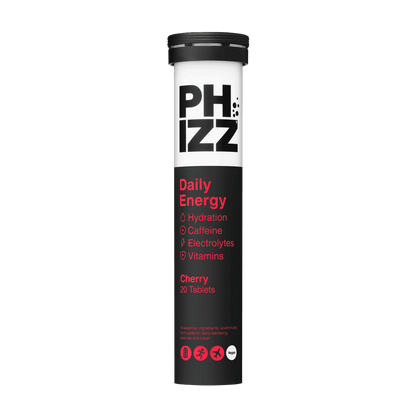 Phizz Daily Energy Caffeine Hydration Electrolytes & Vitamins 20 Effervescent Tablets Cherry