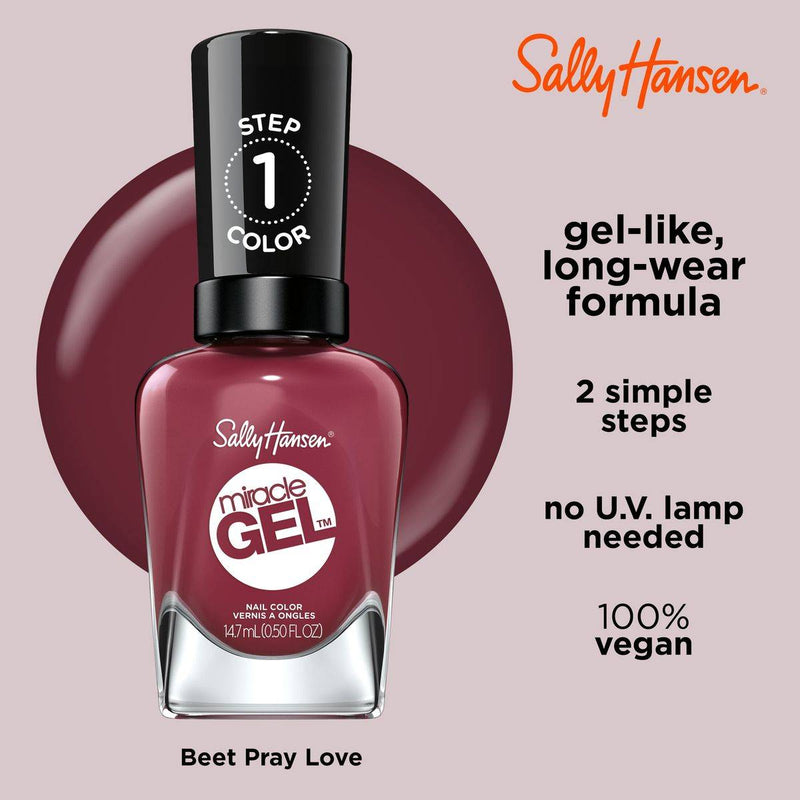 Sally Hansen Miracle Gel Nail Polish 496 Beet Pray Love 14.7ml