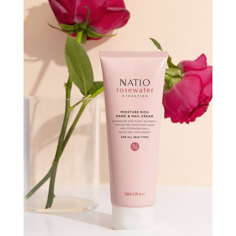 Natio Rose Water Hydration Moisture Rich Hand & Nail Cream 100ml