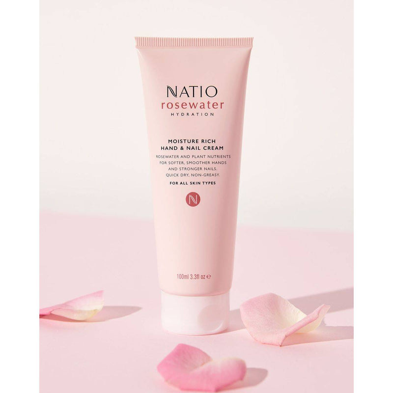 Natio Rose Water Hydration Moisture Rich Hand & Nail Cream 100ml