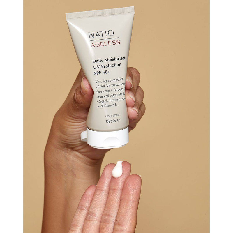 Natio Ageless Daily Moisturiser UVA & UVB Protection SPF50+ 75g