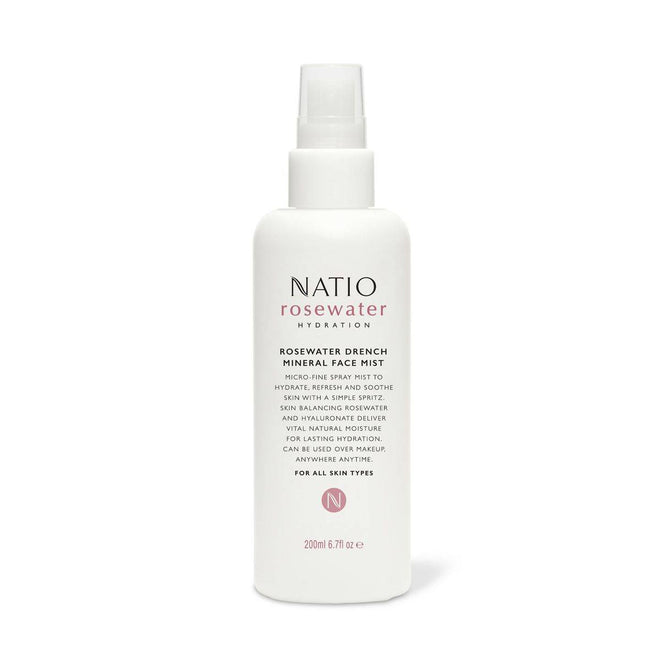 Natio Rose Water Hydration Moisture Drench Mineral Face Mist 200ml