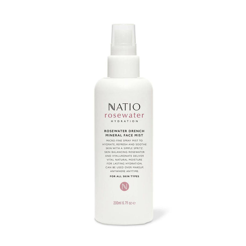 Natio Rose Water Hydration Moisture Drench Mineral Face Mist 200ml