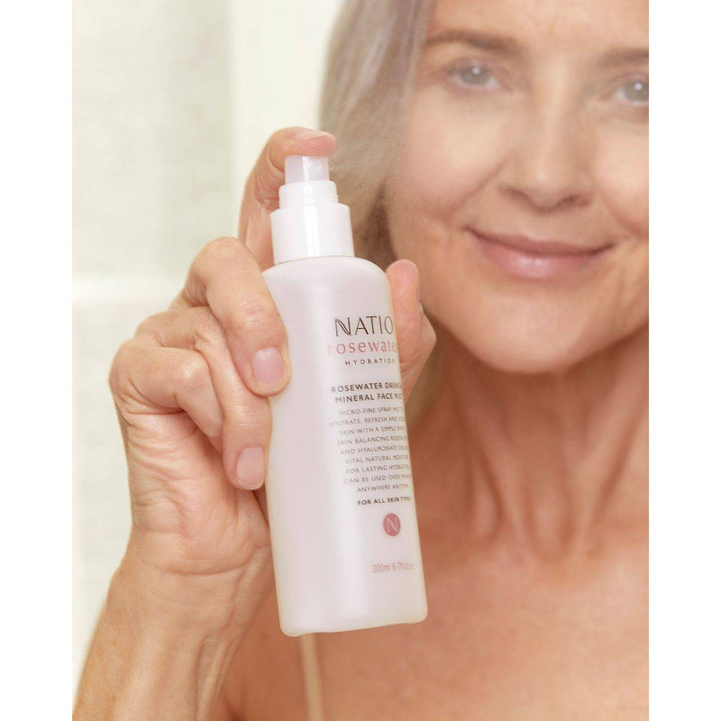 Natio Rose Water Hydration Moisture Drench Mineral Face Mist 200ml
