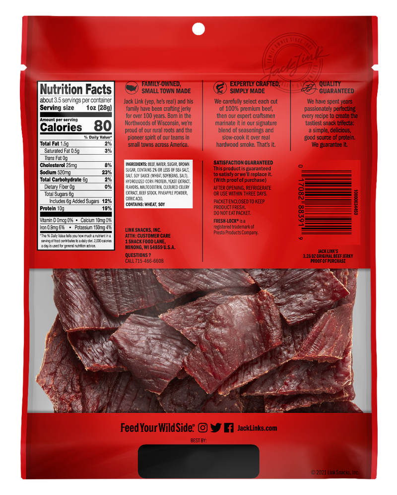 Jack Links Protein Snacks Beef Jerky Original 25g