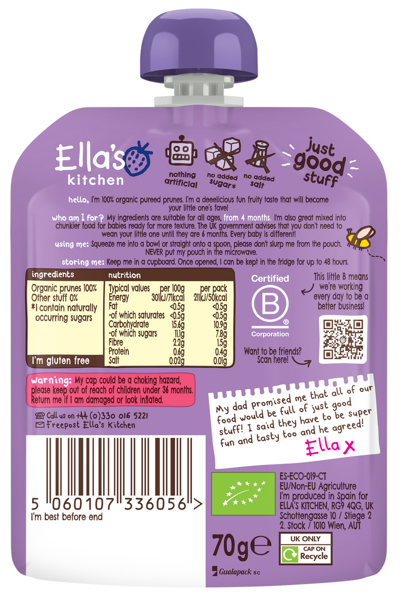 Ellas Kitchen Organic Puree 4+ Months Prunes 70g