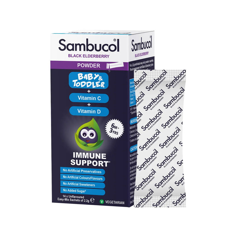 Sambucol Baby + Vitamin C + Vitamin D Black Elderberry Powder 14 Sachets