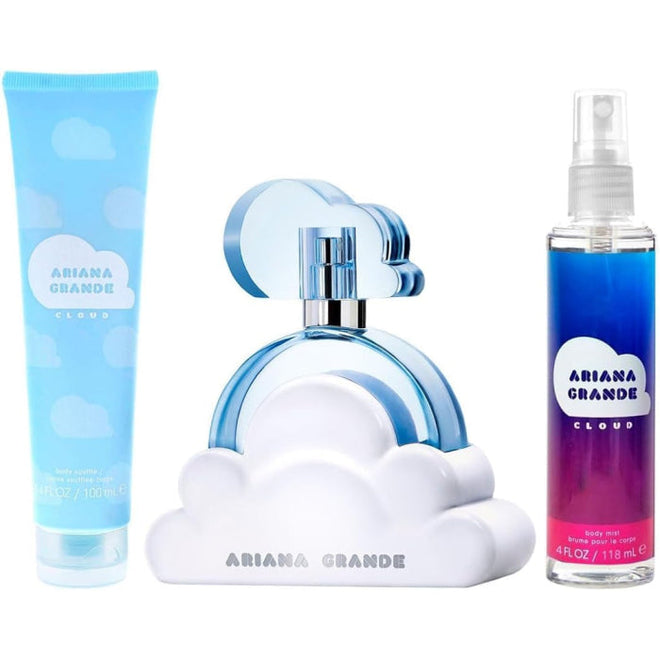 مجموعة هدايا أريانا غراند كلاود: ماء عطر 100 مل + معطر جسم 118 مل + سوفليه للجسم 100 مل