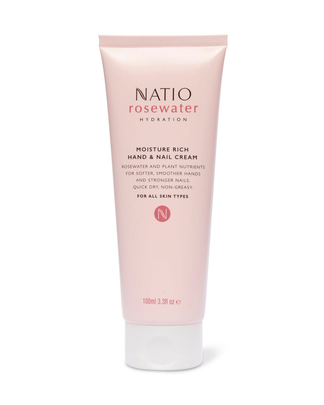Natio Rose Water Hydration Moisture Rich Hand & Nail Cream 100ml