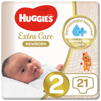 Huggies Extra Care Newborn Size 2 (4-6 kg) 21 Pieces