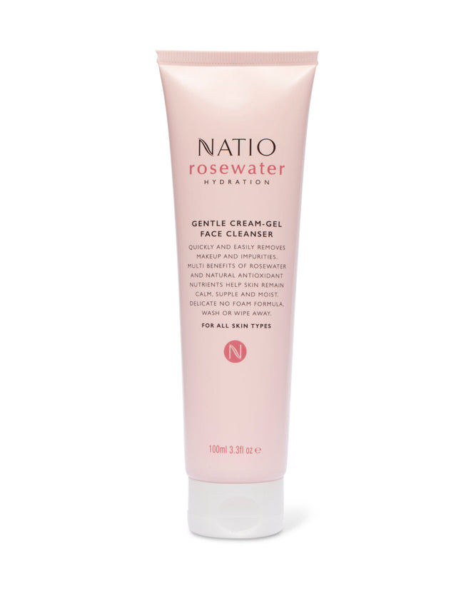 Natio Rose Water Hydration Gentle Cream Gel Face Cleanser 100ml