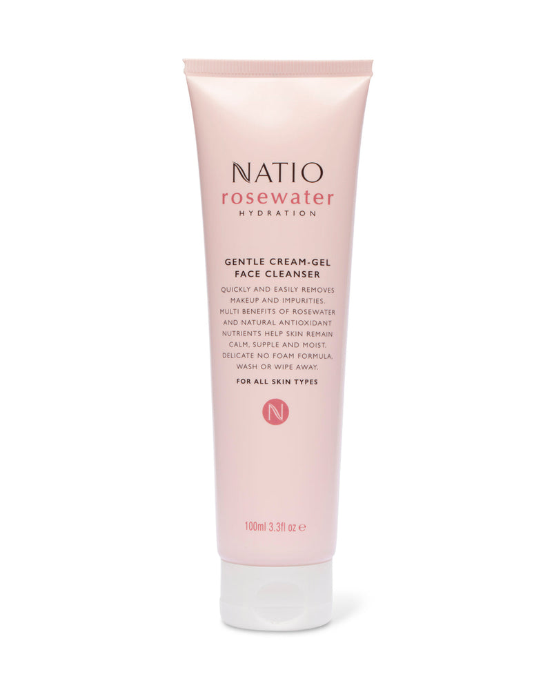 Natio Rose Water Hydration Gentle Cream Gel Face Cleanser 100ml