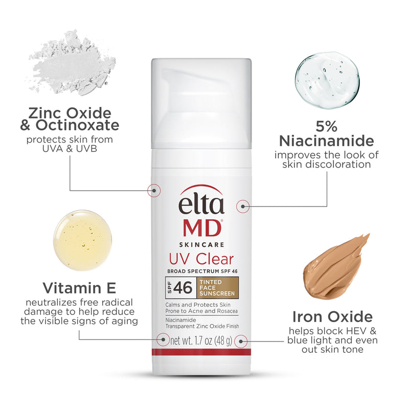 Elta MD UV Clear Face Sunscreen Tinted SPF46 Broad Spectrum 48g