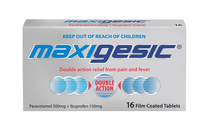 Maxigesic 500mg/150mg Double Action 16 Tablets