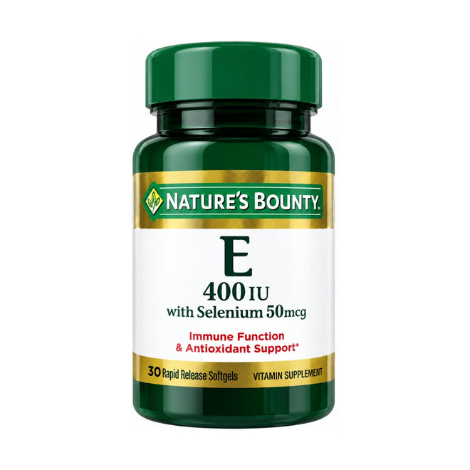 Natures Bounty Vitamin E 400IU 50mcg With Selenium 30 Softgel - Chemist Warehouse UAE