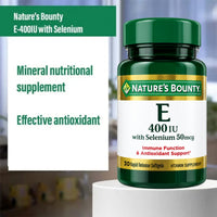 Natures Bounty Vitamin E 400IU 50mcg With Selenium 30 Softgel - Chemist Warehouse UAE