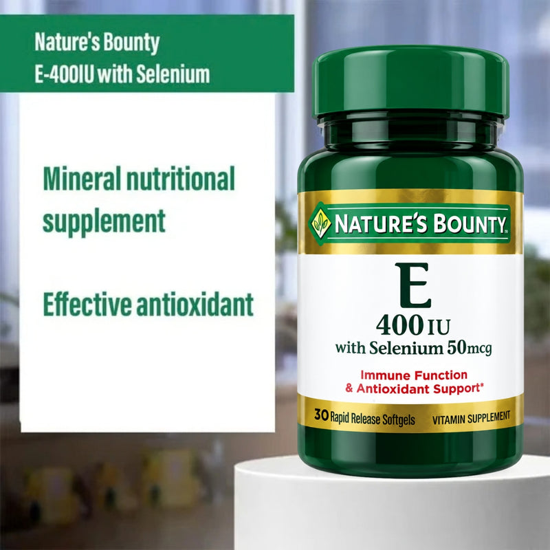 Natures Bounty Vitamin E 400IU 50mcg With Selenium 30 Softgel - Chemist Warehouse UAE