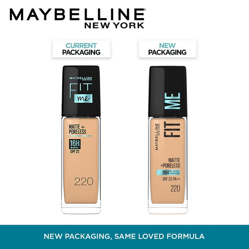 كريم أساس سائل فيت مي مطفأ اللمعة + لإخفاء المسام من Maybelline، درجة 220 بيج طبيعي