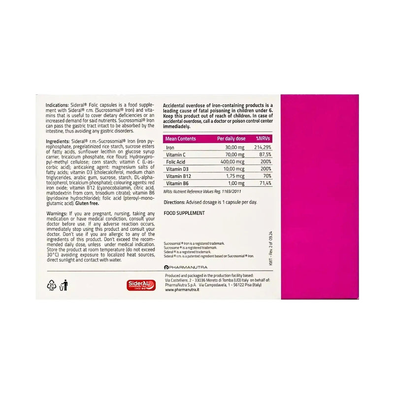 Sideral Folic 30 Capsules