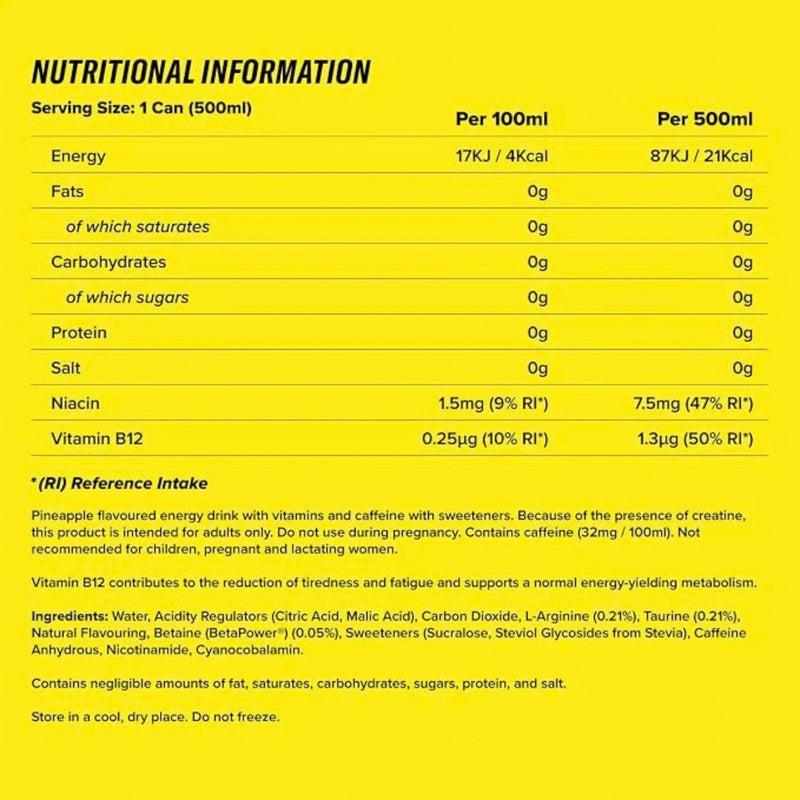 Cellucor C4 Original Energy Drink Zero Sugar Pineapple Head 500ml