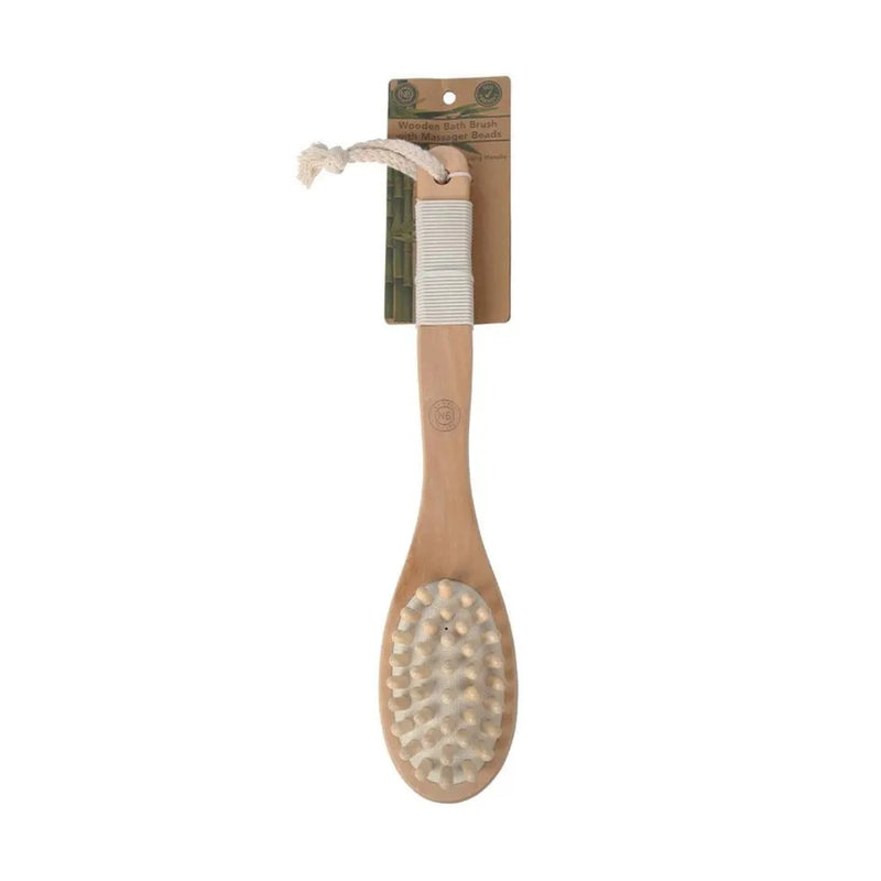 Natural Beauty Bamboo Bath Brush Massager With Handle